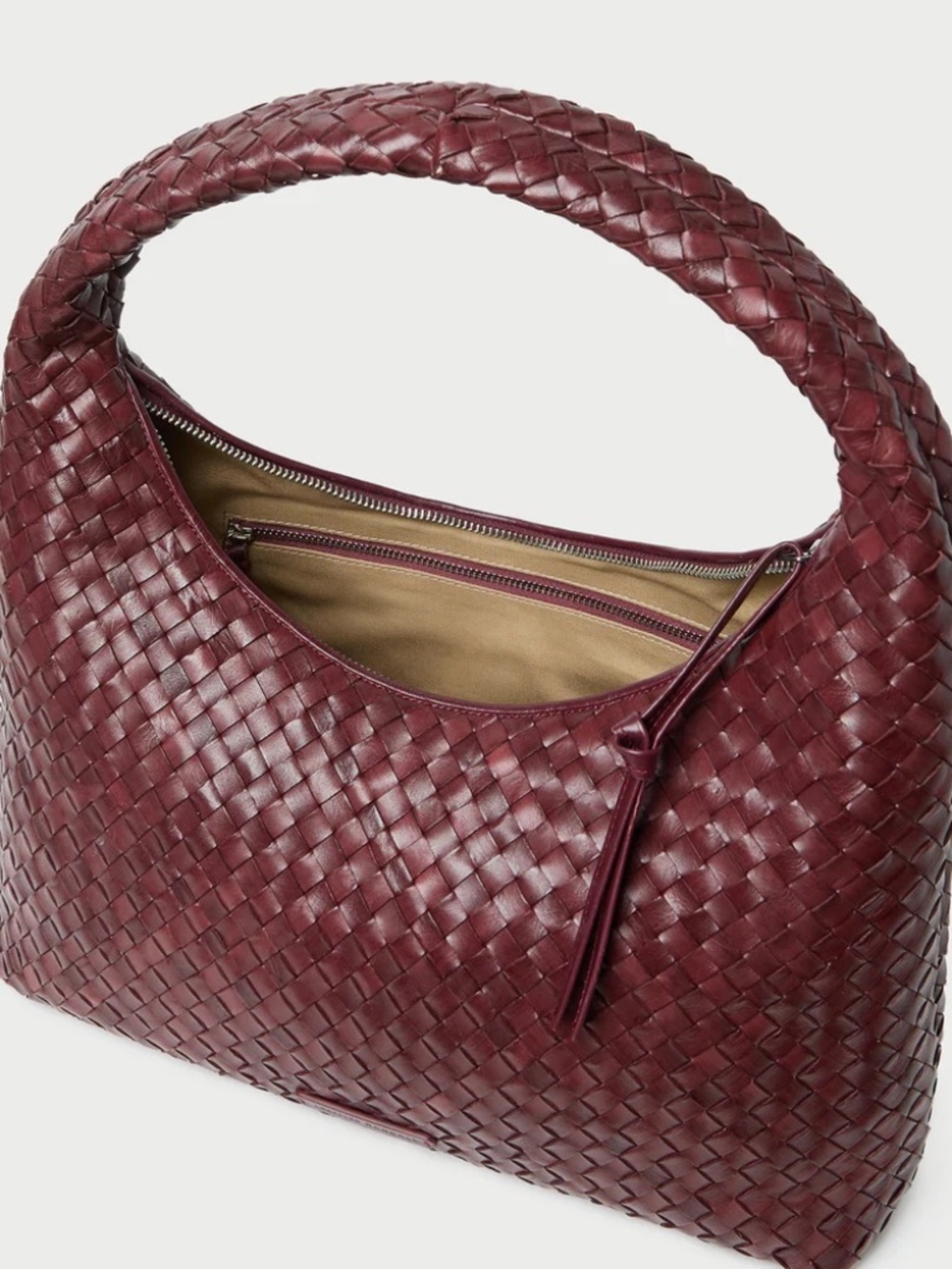 *NO OFFER* Loeffler Randall Maroon Woven Hobo Bag - Picture 4 of 5